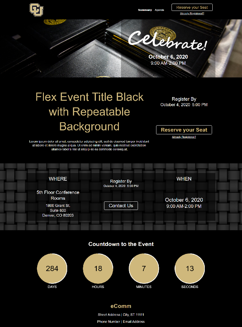 Template: Flex Event in Black with Repeatable Background