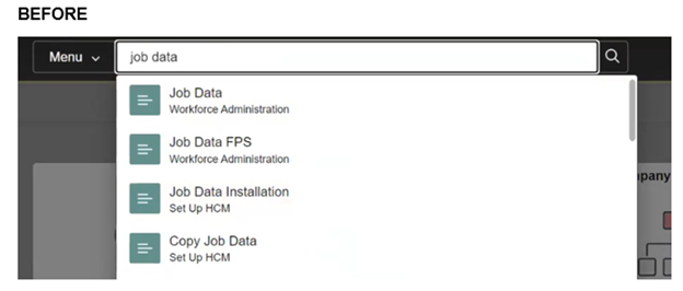 An example of the previous results under Global Search in HCM