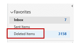 Screenshot of the Outlook Deleted folder