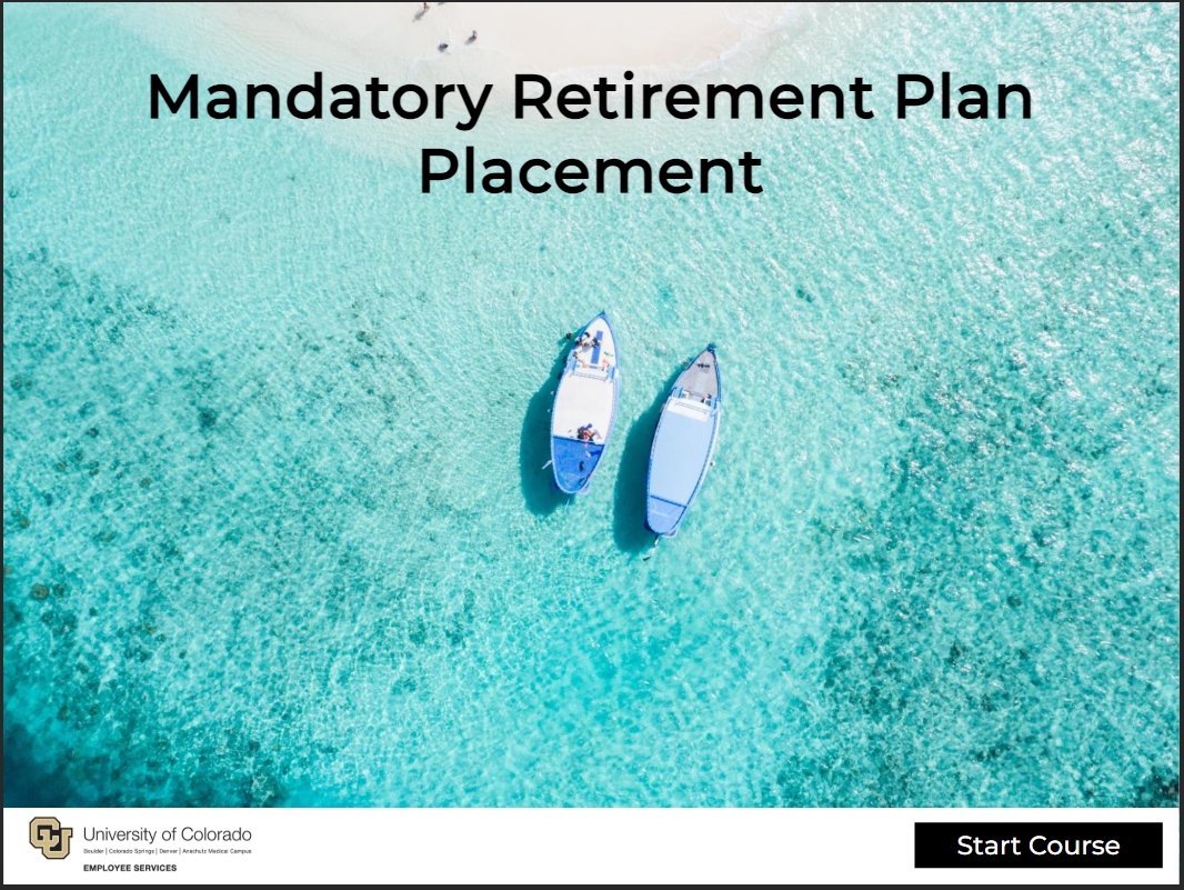 Mandatory Retirement Plan Placement - click to watch course