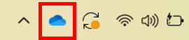 Selecting the OneDrive icon on the Windows Taskbar.