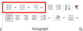 Microsoft Word properly formatted list option