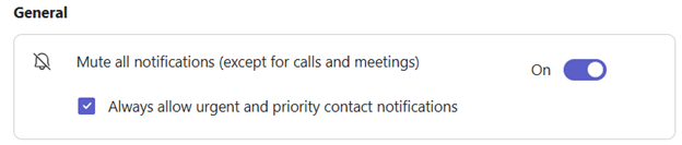 Muting notifications in Teams