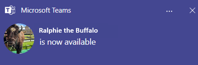 Notification for availability in Teams