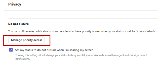 Managing priority access in Teams