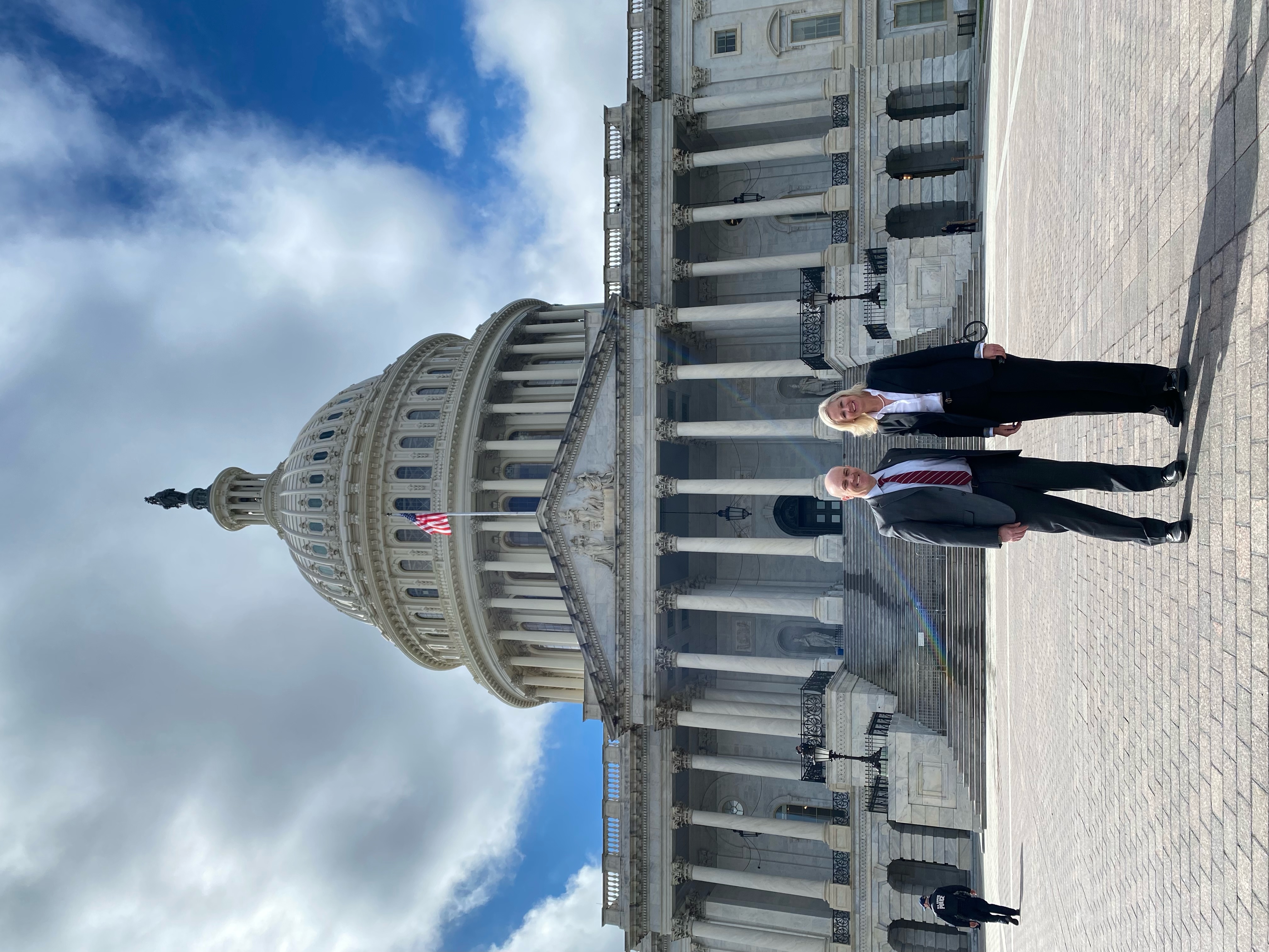 CU Boulder Vice Chancellor for Research Massimo Ruzzene and Workforce Innovation Director Chris Gustavson posing at the U.S. Capitol