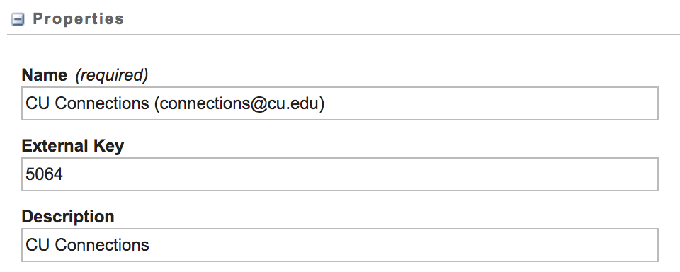 CU Connections Properties