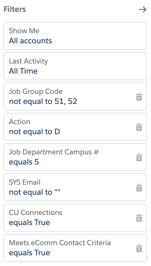 Commercial Send Report Criteria