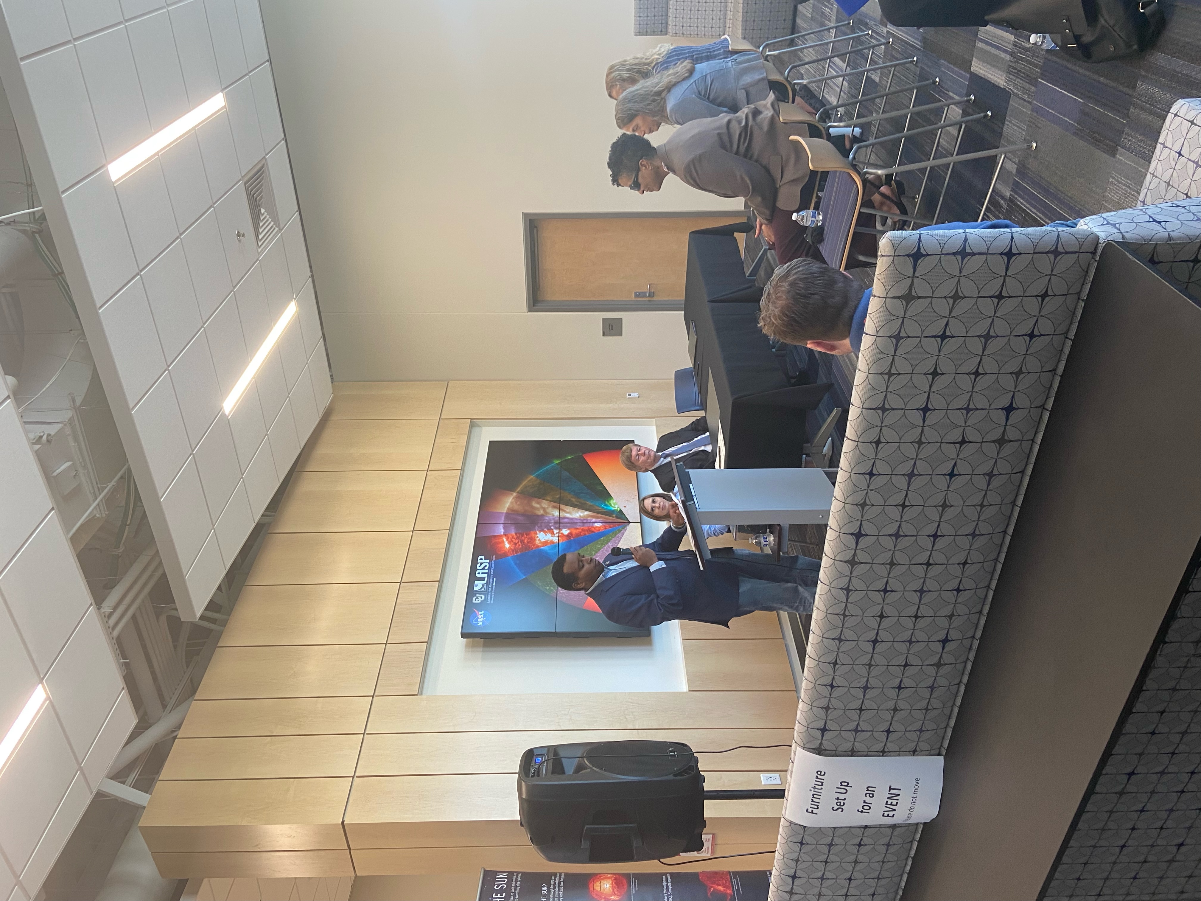 Rep. Joe Neguse (D-CO) speaking at the LASP/NASA Space Act Agreement signing event