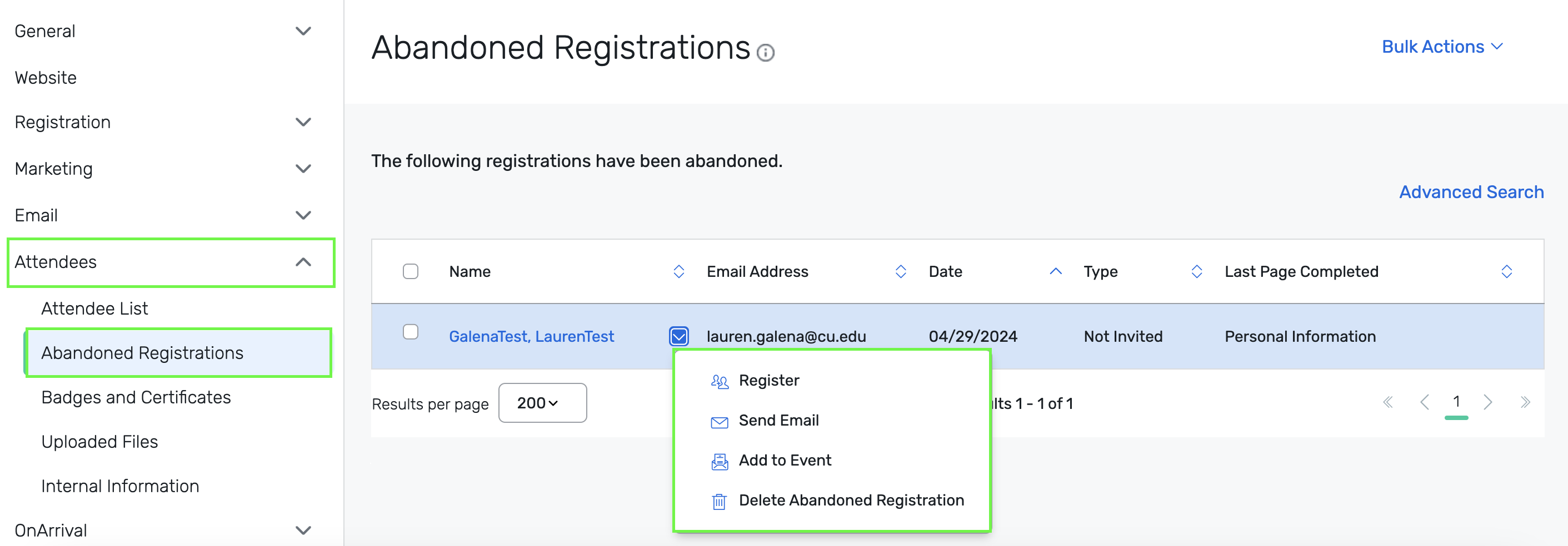 Abandoned Registrations