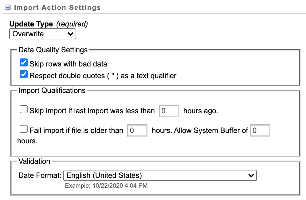 Update Type = Overwrite