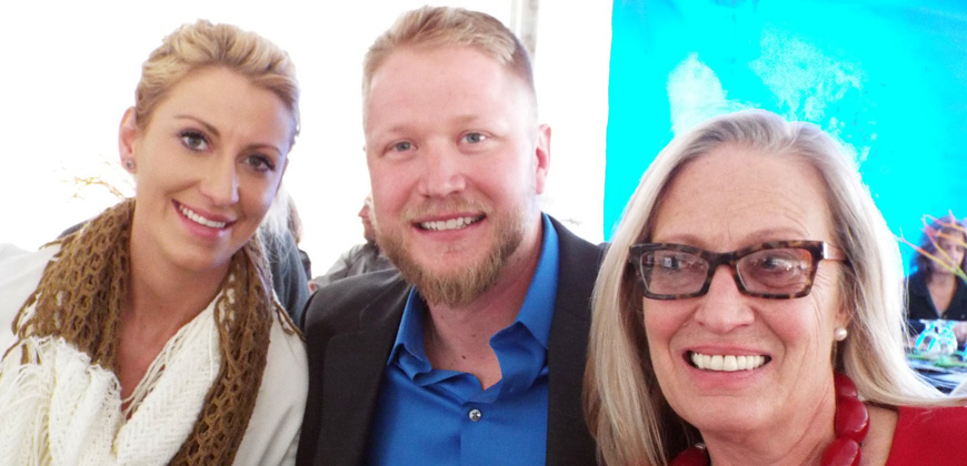 Curt Bean and his mentor in the Boots to Suits program, Deborah Jordy, right and girlfriend Ashley