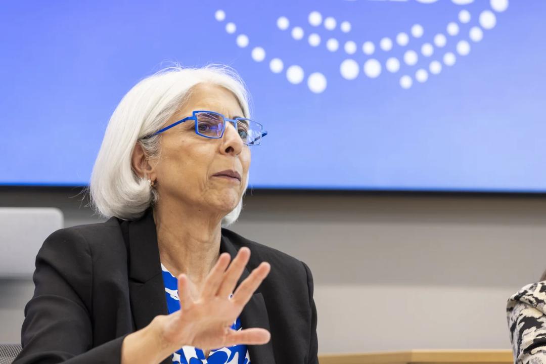 Arati Prabhakar, PhD, director of the White House Office of Science and Technology, speaks during her visit to the CU Anschutz Medical Campus on July 17, 2024. 